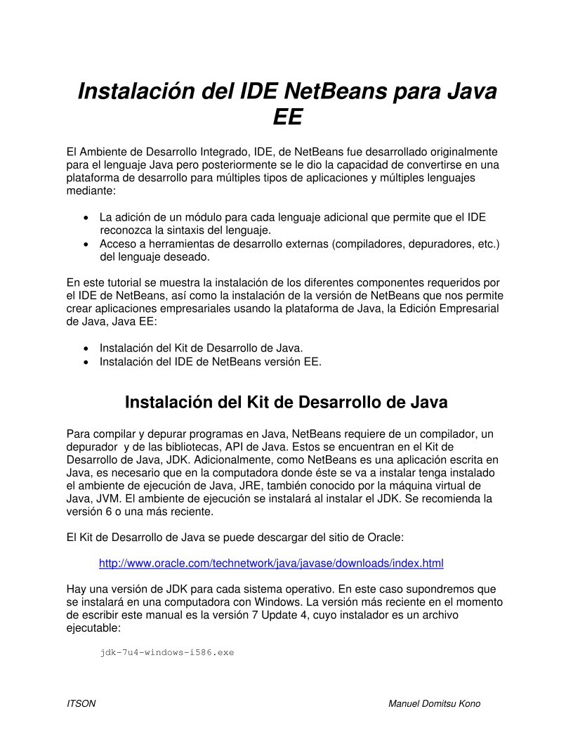 Imágen de pdf Instalación del IDE NetBeans para Java EE
